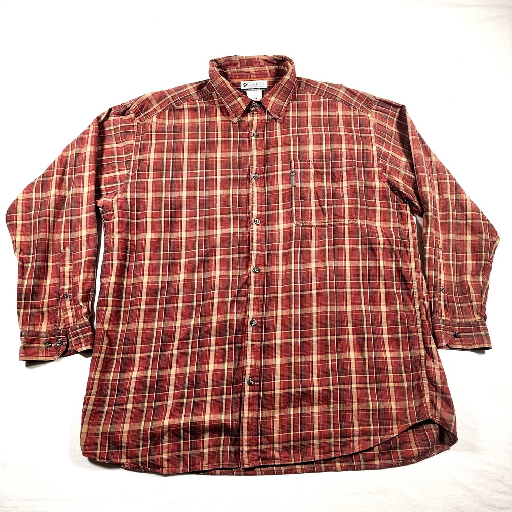 Columbia Button Shirt Mens XXL Flannel Lumberjack Plaid Outdoor Hiking Work Y2K